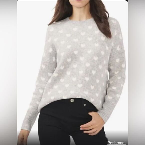 Vince Camuto Women's Valentine Heart Azalea Sweater NWT XXL Heather Grey - Picture 1 of 9